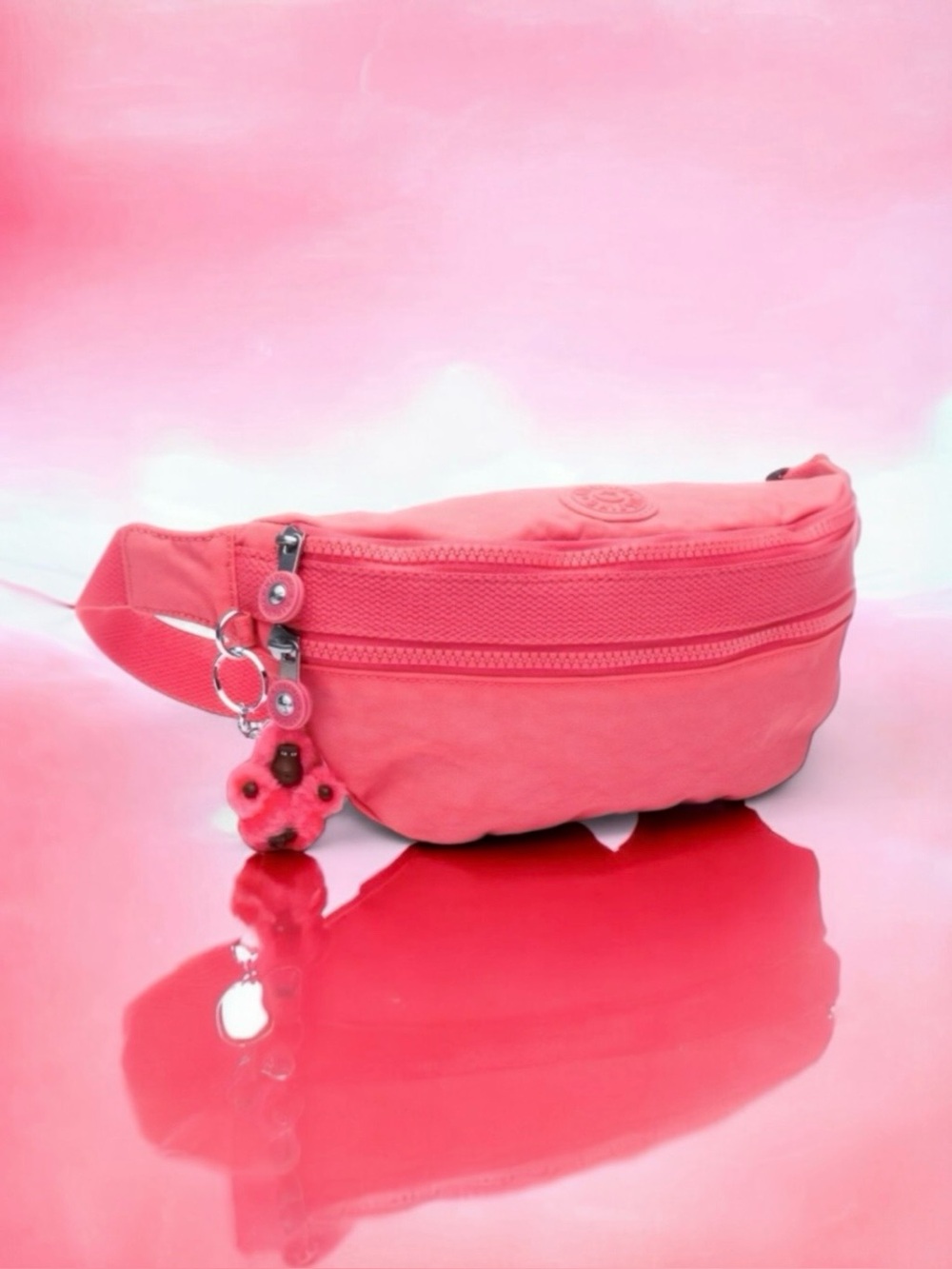 🆕💗KIPLING Yasemina Extra Large Waist Bag Belt Bag Sling Bag • Coral-Pink • NWOT
